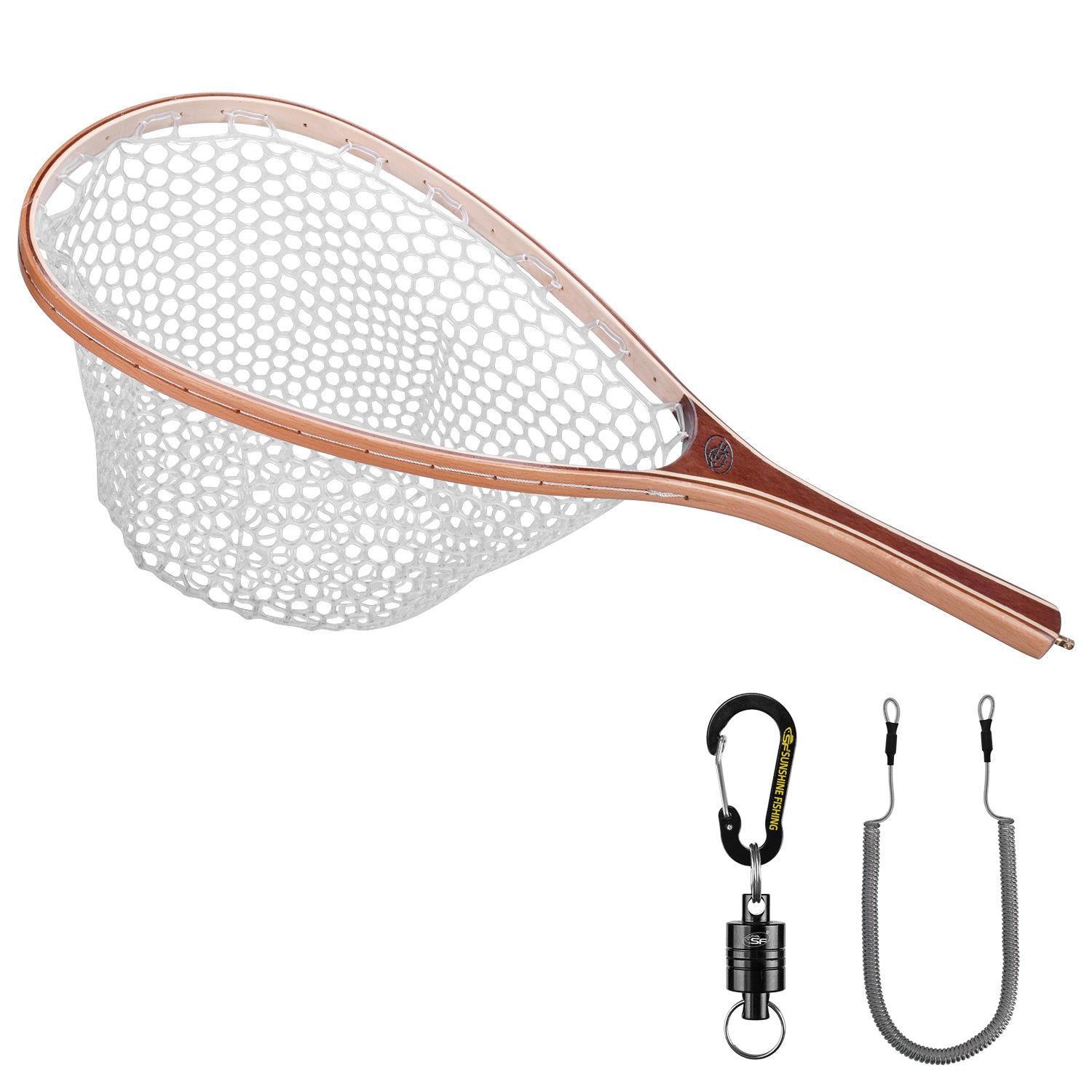 extra long fishing net Handle Landing with Magnetic Release summer golf wear Color:Glow/Fire Tail This net come with EUPHENG100pack Tenkara Hook Fly