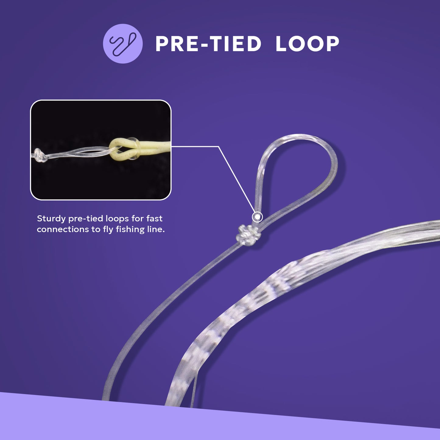 SF 3 Packs Pre-Tied Loop Fly Fishing Tapered Leader Fluorocarbon