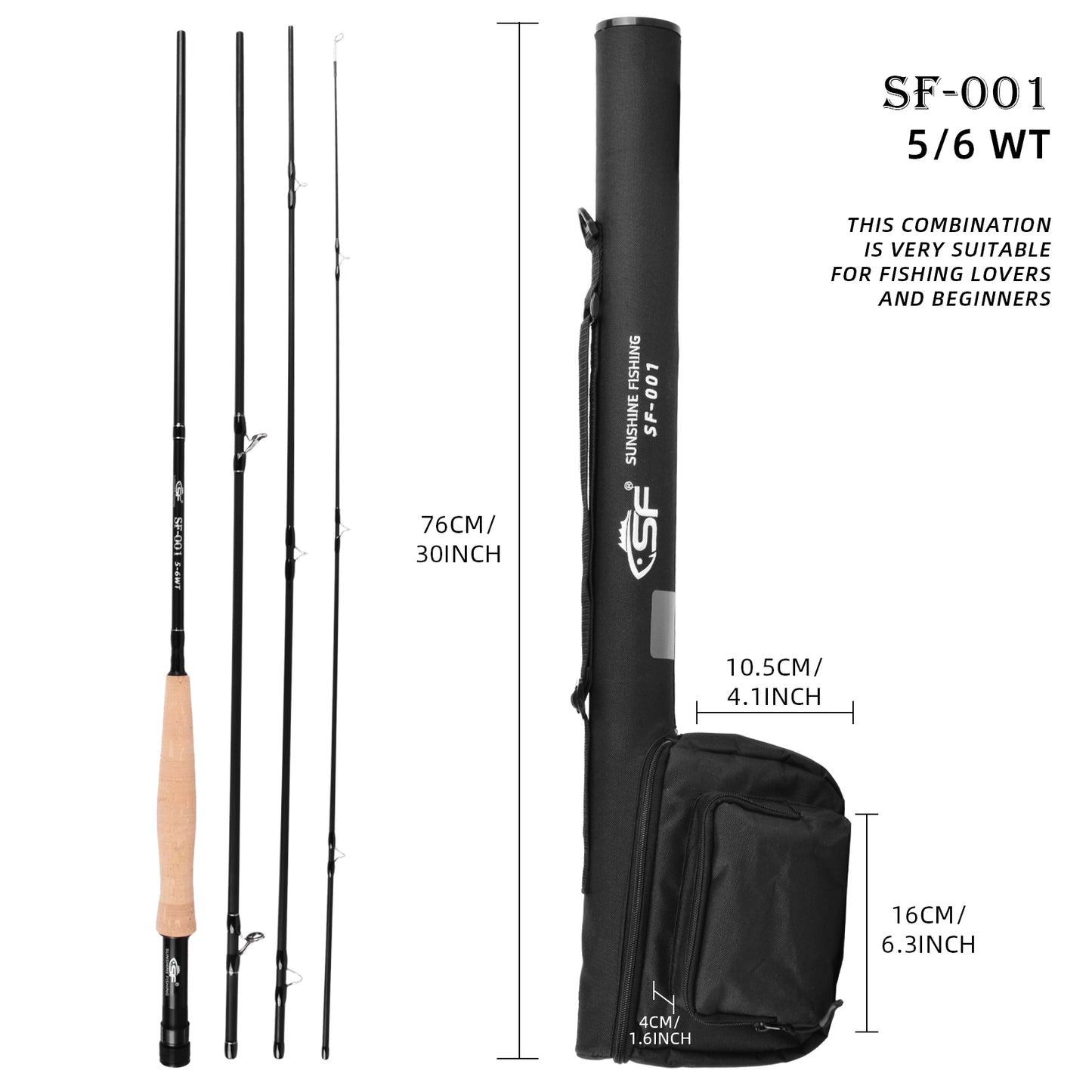 SF Fly Fishing Medium-Fast Action Rod Combo Kit 4 Piece 5/6wt 9FT for New and Younger Anglers