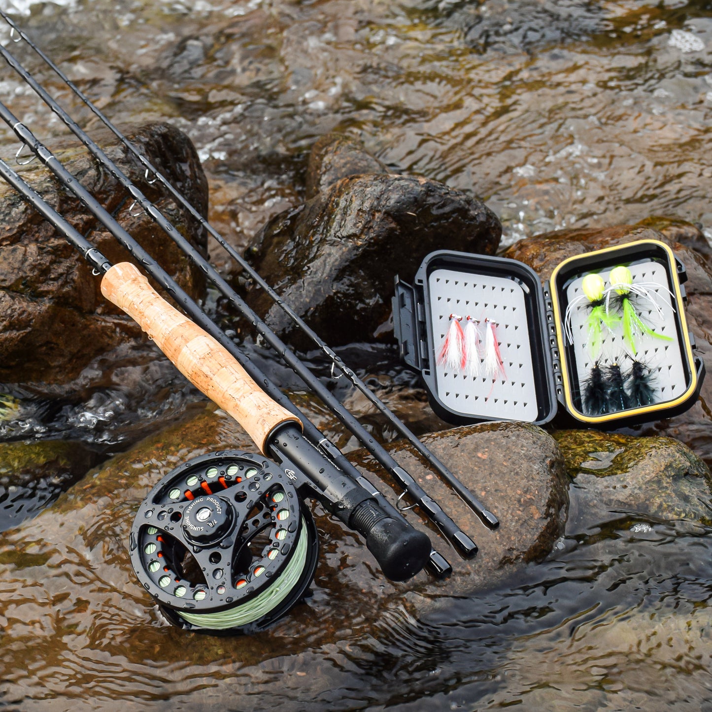 SF Fly Fishing Medium-Fast Action Rod Combo Kit 4 Piece 7/8wt 9FT for New and Younger Anglers