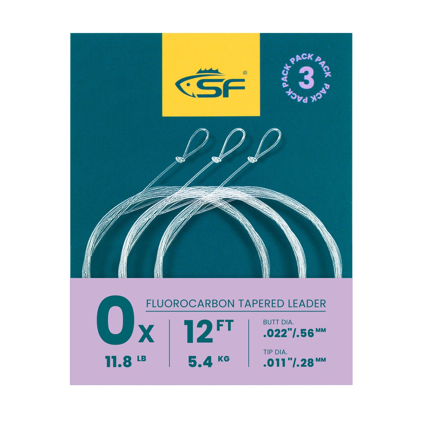 SF 3 Packs Pre-Tied Loop Fly Fishing Tapered Leader Fluorocarbon