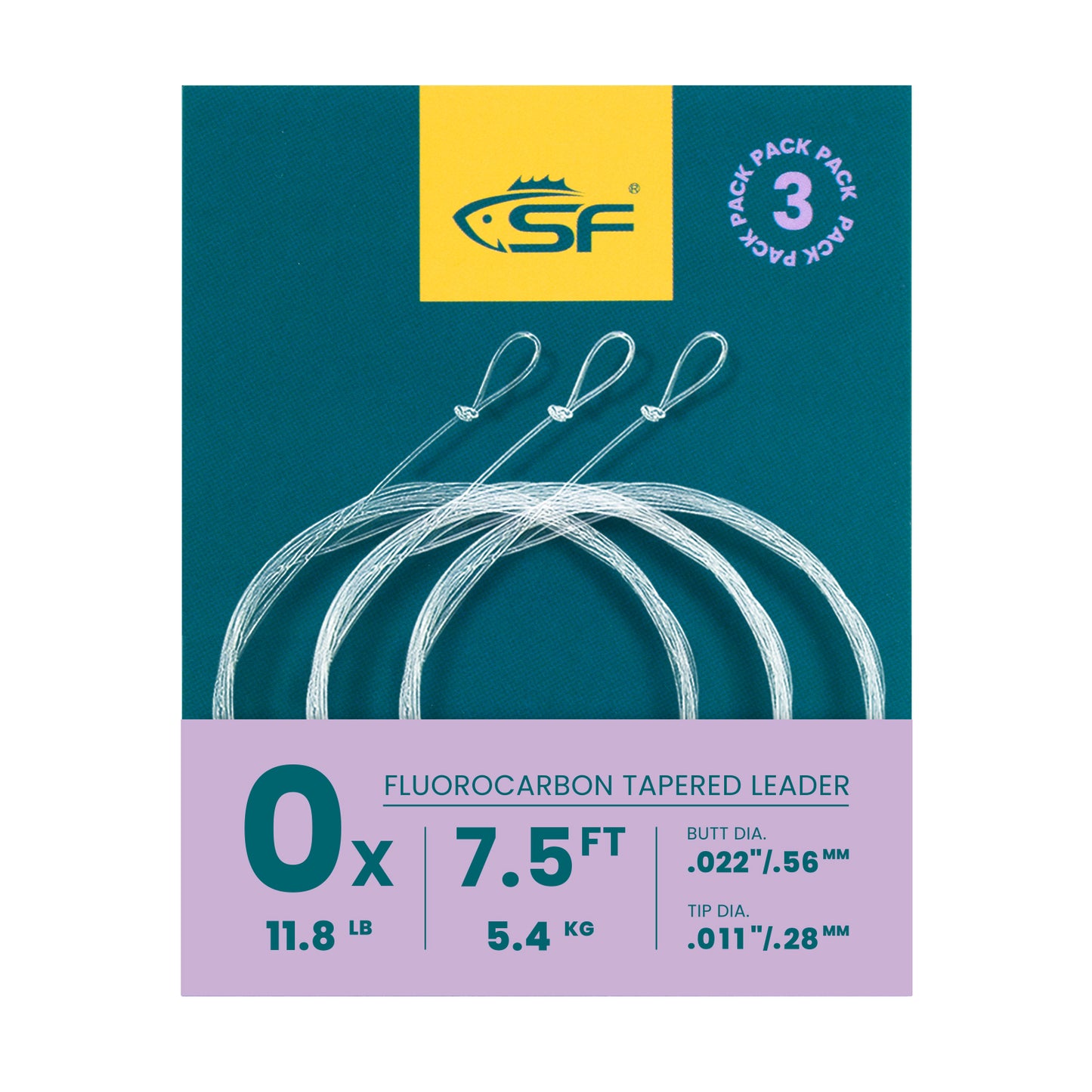 SF 3 Packs Pre-Tied Loop Fly Fishing Tapered Leader Fluorocarbon
