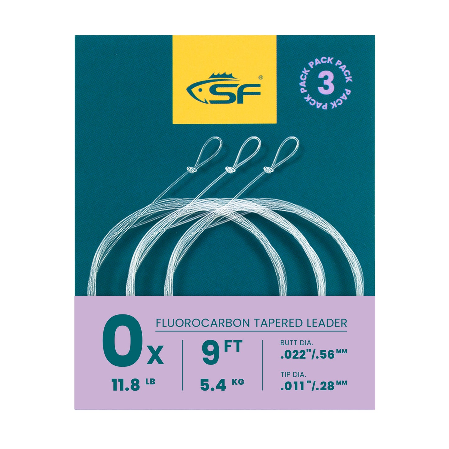 SF 3 Packs Pre-Tied Loop Fly Fishing Tapered Leader Fluorocarbon