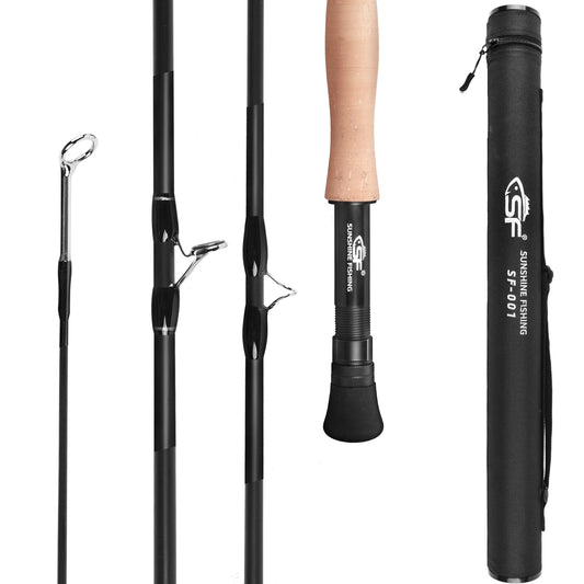 SF Fly Fishing Rod 4 Piece 7/8wt 9FT Matt Black IM7 Carbon Fiber for Starter Bass Pike Carp