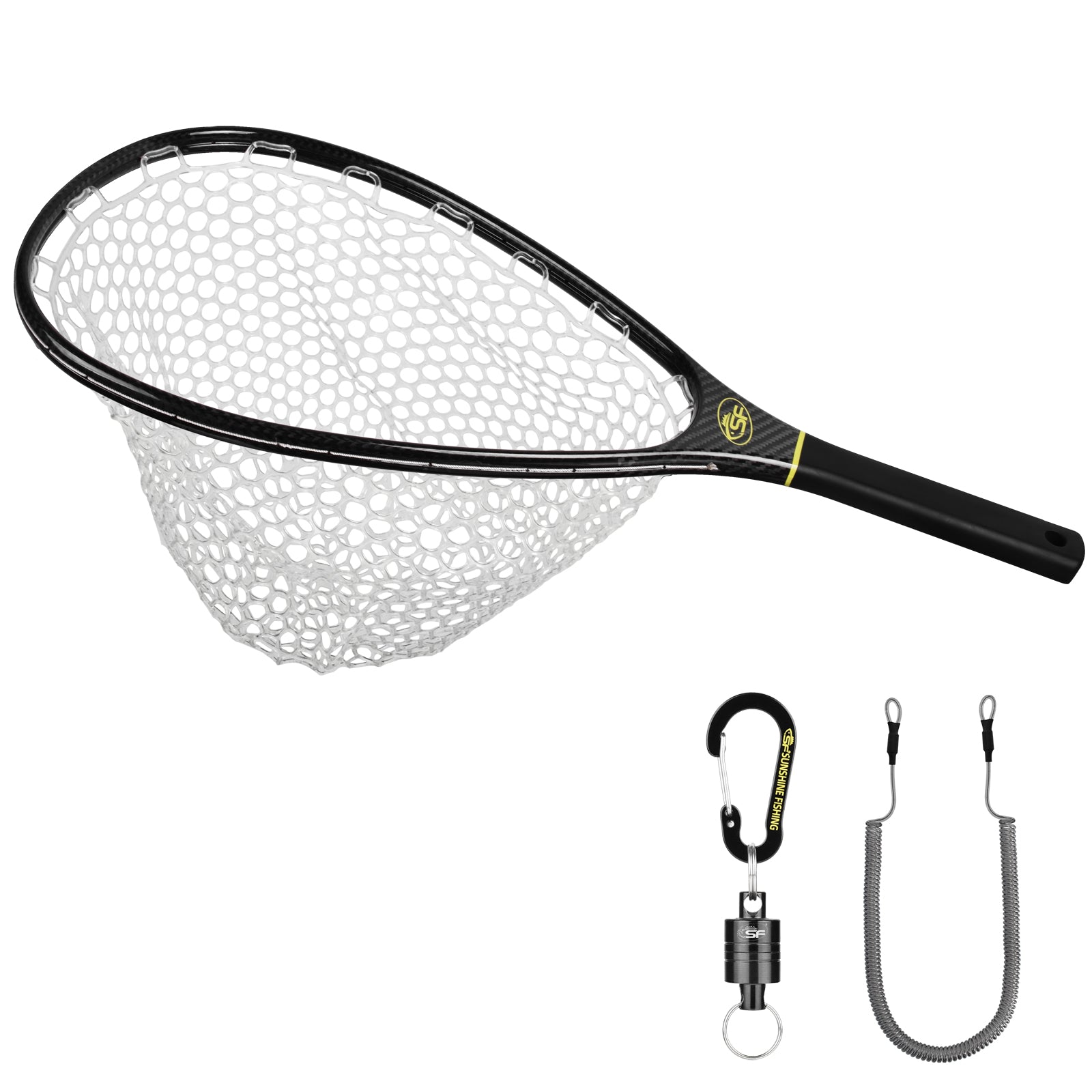 SF Fly Fishing Stealth Carbon Fiber Landing Net with Black