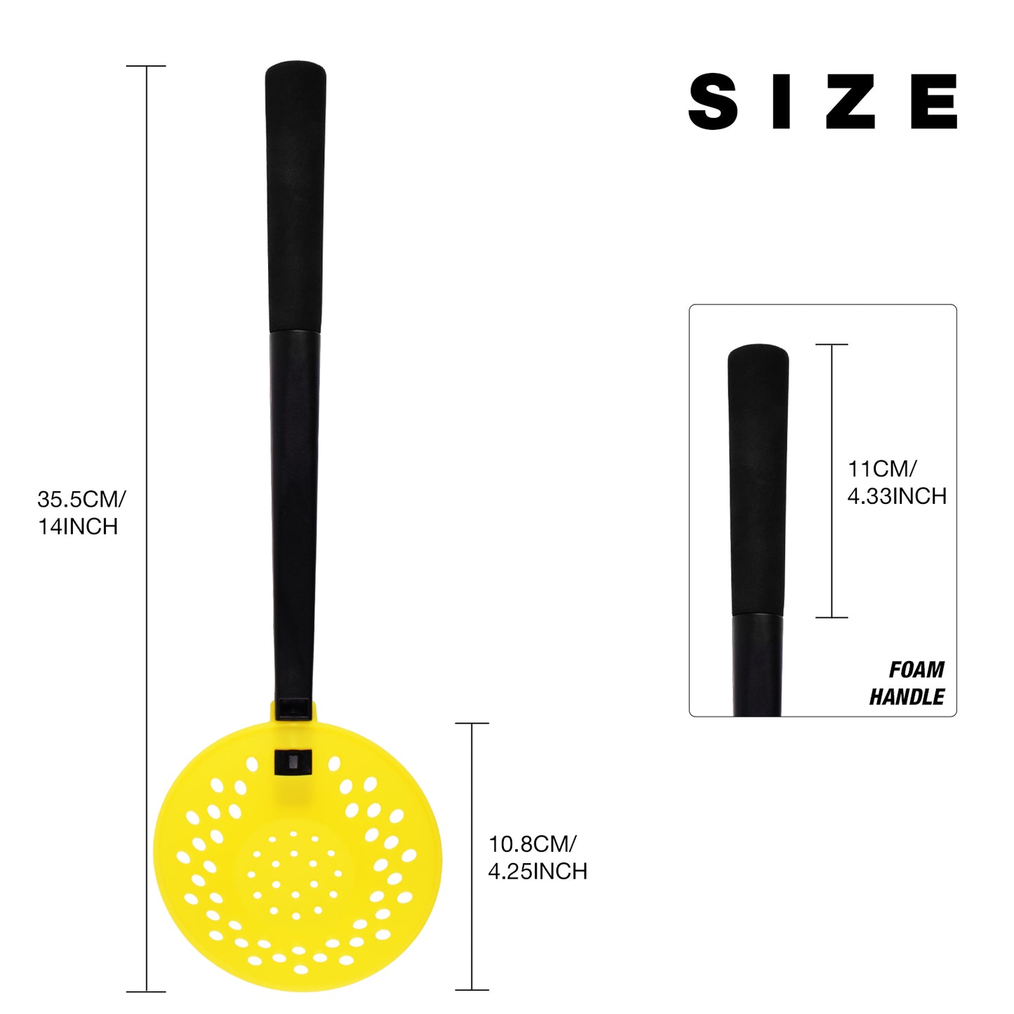 SF Ice Fishing Scooper Skimmer Scoop with EVA Non-Slip Straight Handle for Scooping Out Ice Fishing Tackle Accessories