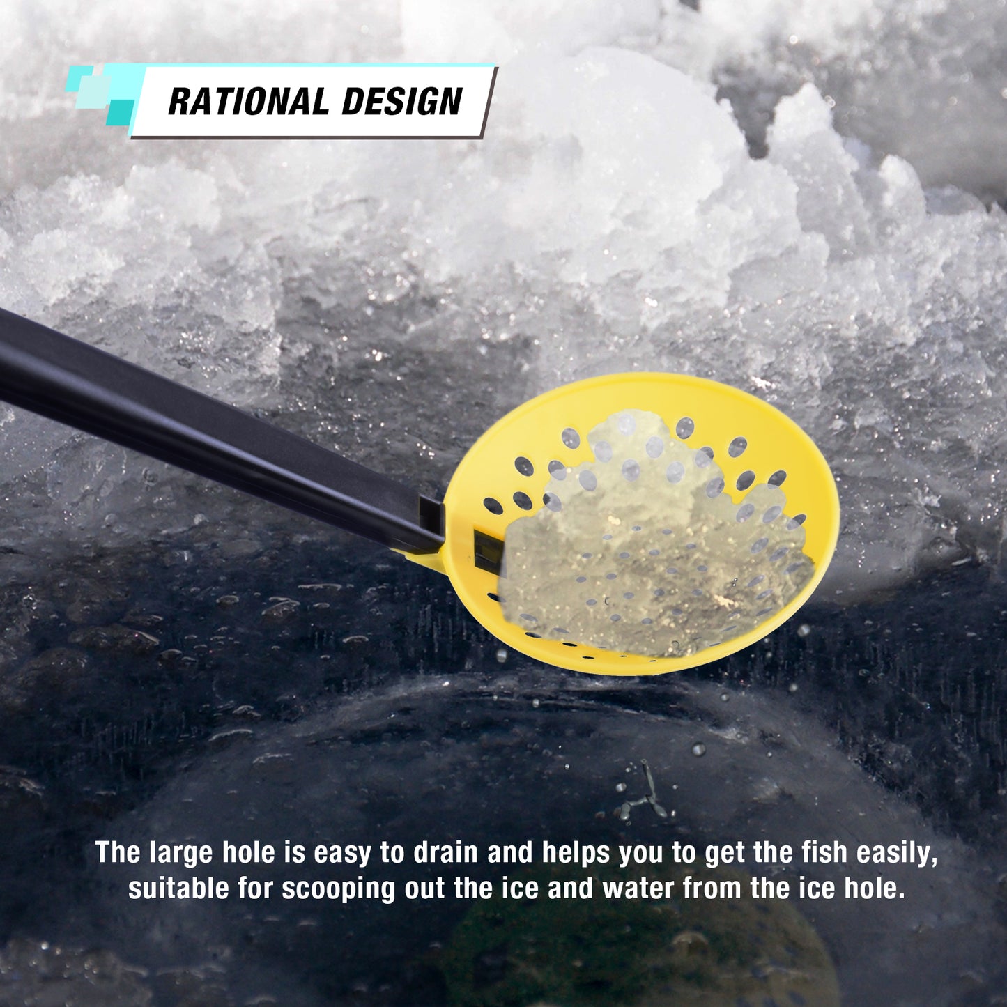 SF Ice Fishing Scooper Skimmer Scoop with EVA Non-Slip Straight Handle for Scooping Out Ice Fishing Tackle Accessories