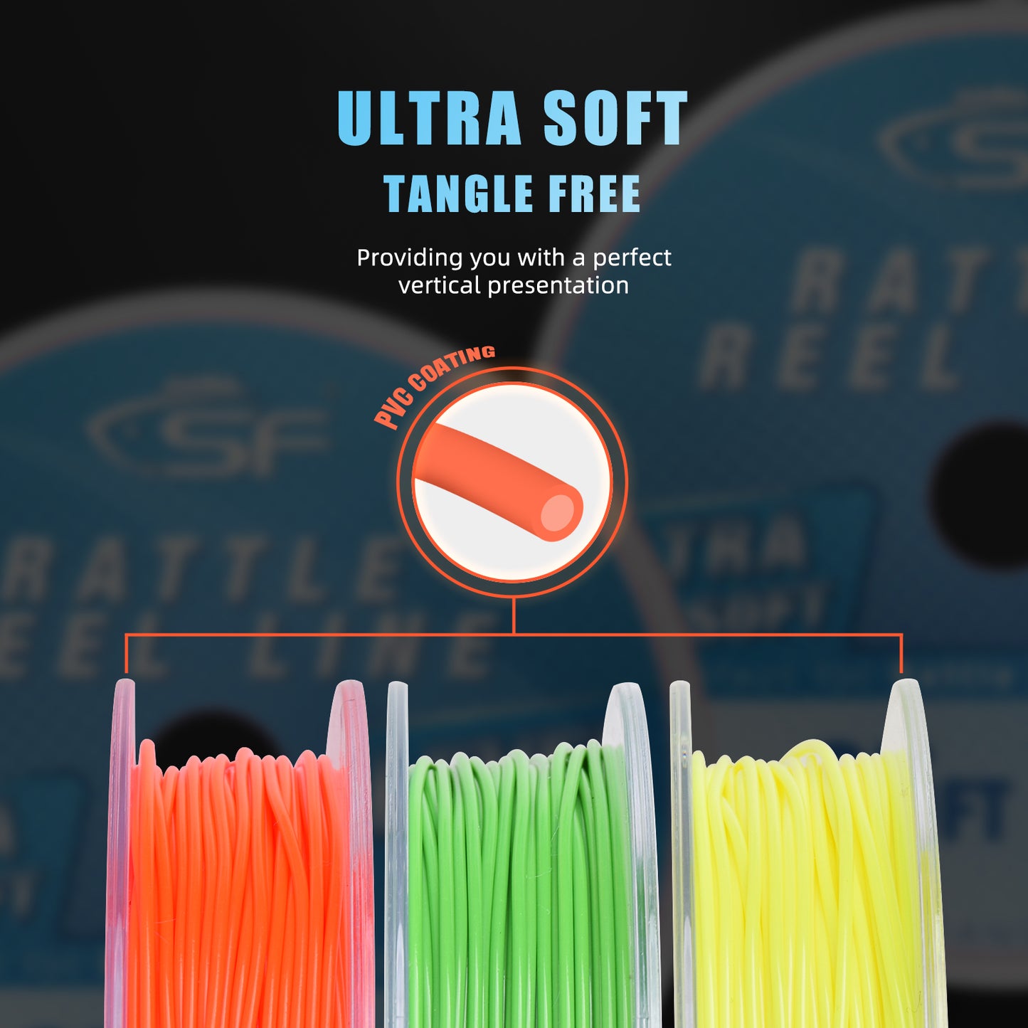 SF 35LB 3IPS 65FT Soft Ice Fishing Line Assorted Color Level Line for Rattle Reels
