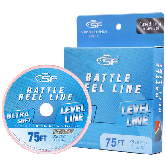 SF 35LB 3IPS 75FT Soft Ice Fishing Line Assorted Color Level Line for Rattle Reels