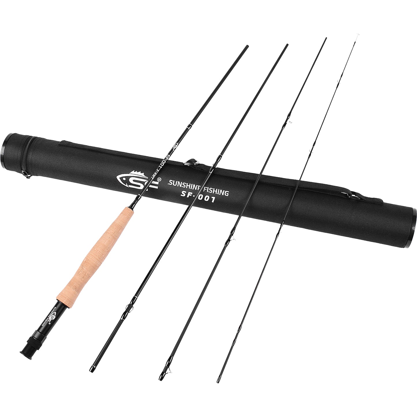 SF Fly Fishing Rod 4 Piece 3/4wt 7.6FT Matt Black IM7 Carbon Fiber for Starter Trout