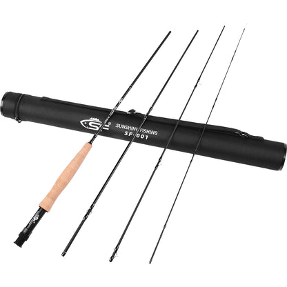 SF Fly Fishing Rod 4 Piece 3/4wt 7.6FT Matt Black IM7 Carbon Fiber for Starter Trout