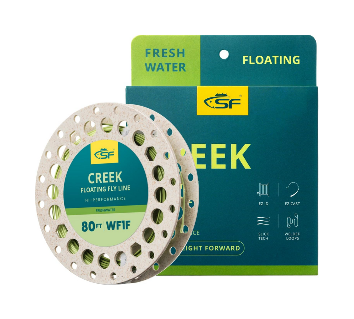 SF Floating Creek Fly Line 80FT WF0F 1F 2F 3F 4F 5F 6F Pale Green/Mint Double Welded Loop with Spool.