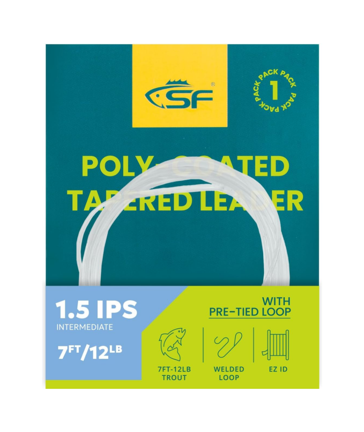 SF Fly Fishing Polyleader Monofilament Core Leader Line Fly Line for 7' Trout and 10' Salmon Poly Leader 7FT/10FT Float Hover Intermediate 3/5/7IPS