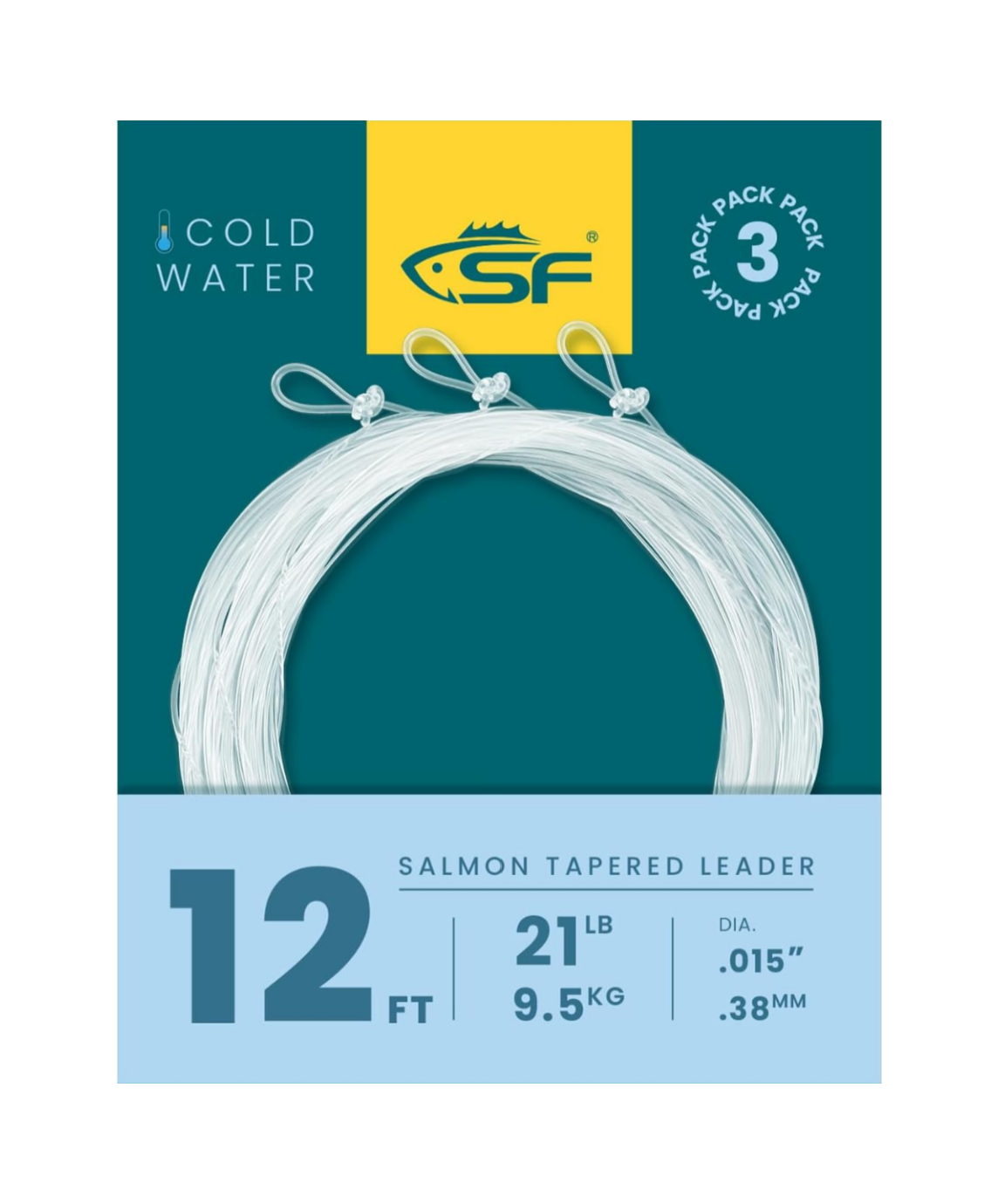 SF Pre-Tied Loop Fly Fishing Tapered Leader Nylon Clear Trout Freshwater Saltwater Bonefish Permit Bass Salmon Steelhead 7.5FT 9FT 10FT 12FT 15FT 0X 1X 2X 3X 4X 5X 6X 7X