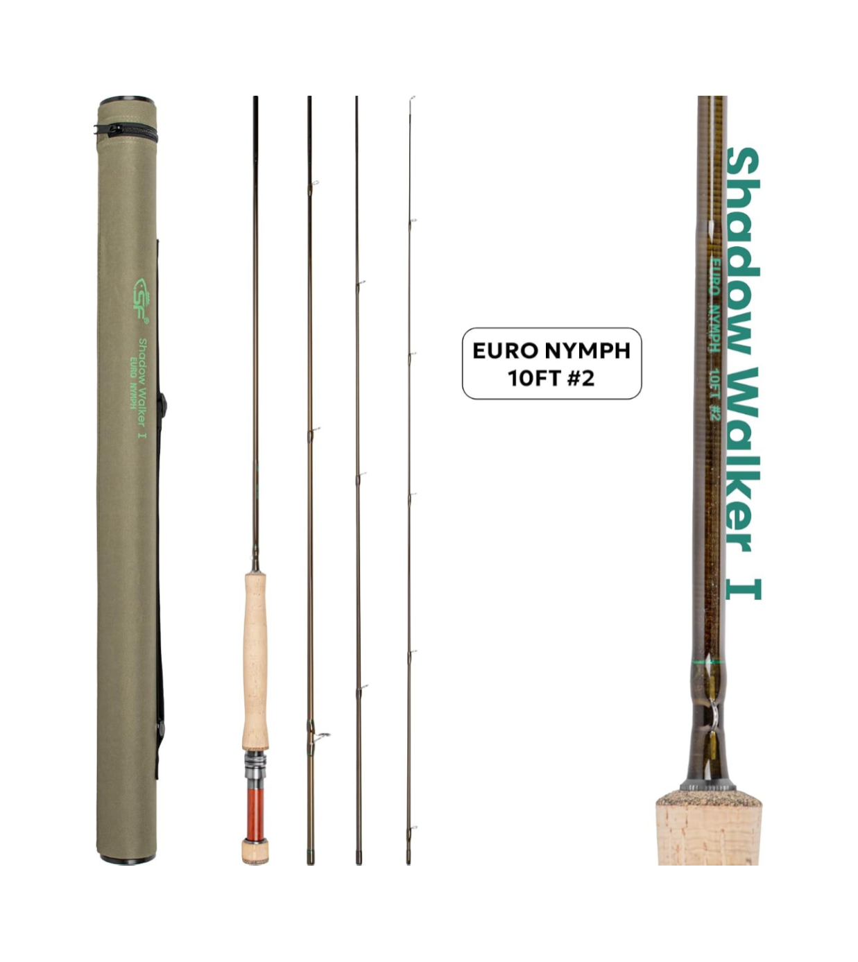 SF Shadow Walker Ⅰ Euro Nymph Rod European Nymphing Fly Fishing Fly Rod 2wt 3wt 10FT Shadow Yellow 24T Carbon Fiber with Durable Rod Tube, Medium Fast Action Fly Rod 4 Pieces