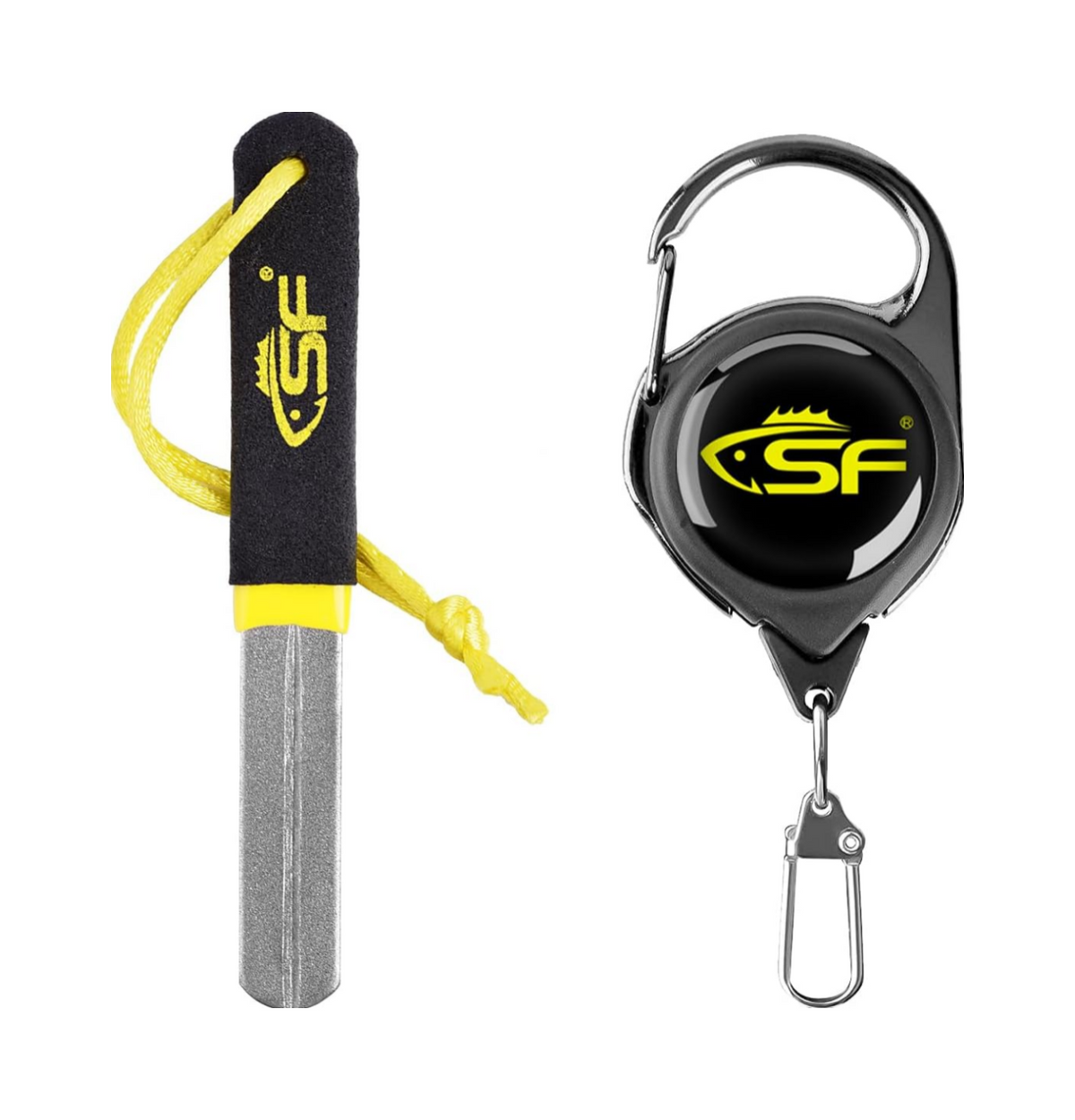 SF Fly Fishing Hook Sharpener Hone Hook File Portable Grinding Tool Double-Sided Diamond Grit with Zinger Retractor