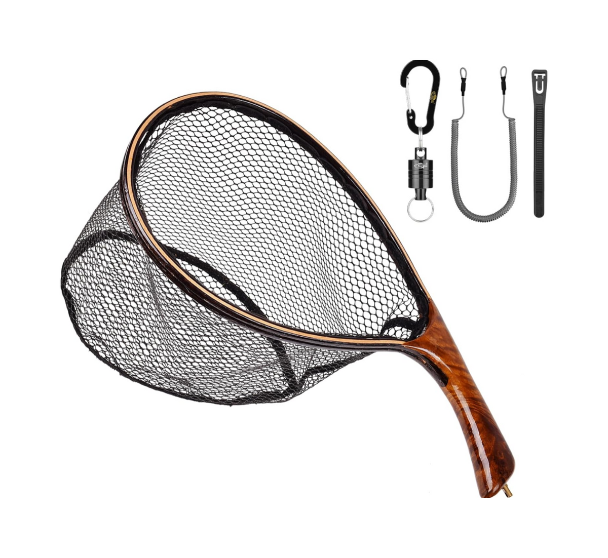 SF Fly Fishing Landing Net Soft Rubber Mesh Trout Net Catch and Release Net