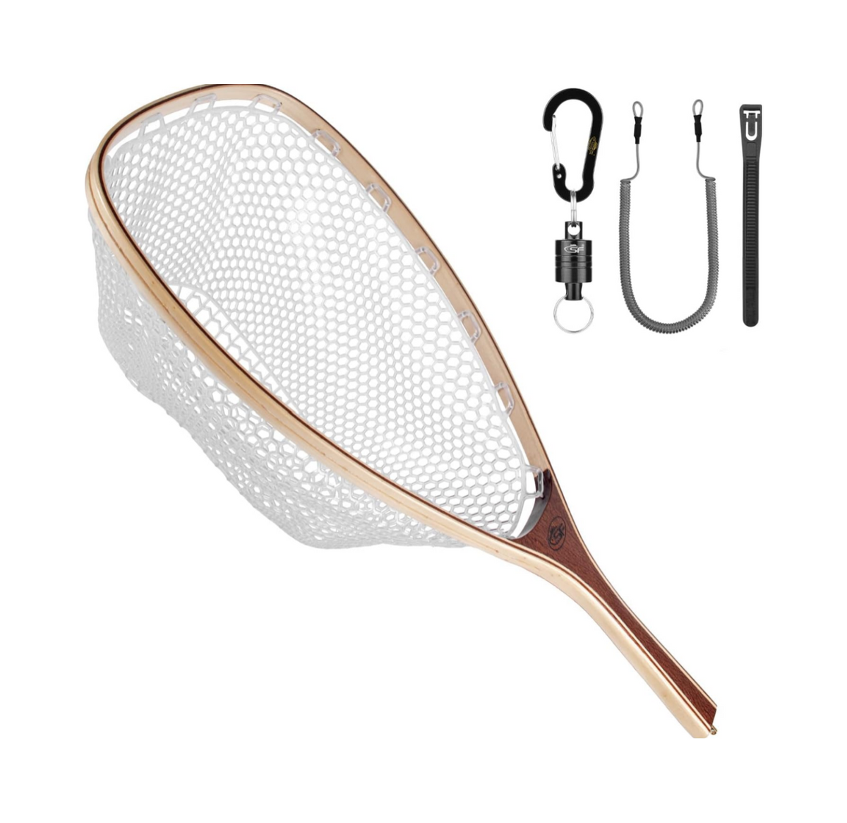 SF Fly Fishing Landing Net Soft Rubber Mesh Trout Net Catch and Release Net