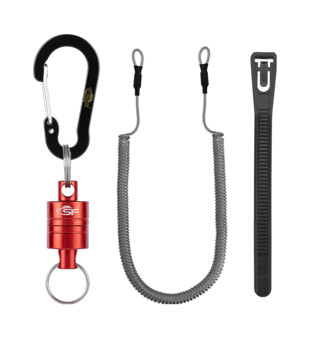 SF Strongest Magnetic Net Release Magnetic Keychain Fly Fishing Net Retractor Magnet Clip Holder Retractor with Retractable Coiled Lanyard Carabiner