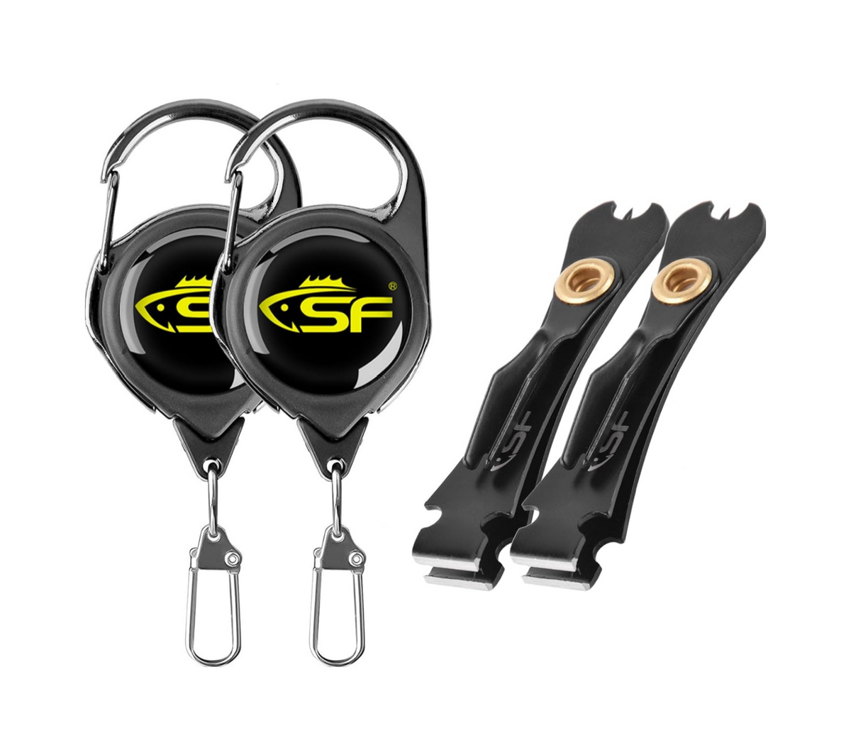 SF 3 in 1 Fly Fishing Nipper Knot Tying Tool with Zinger Retractor 2pcs