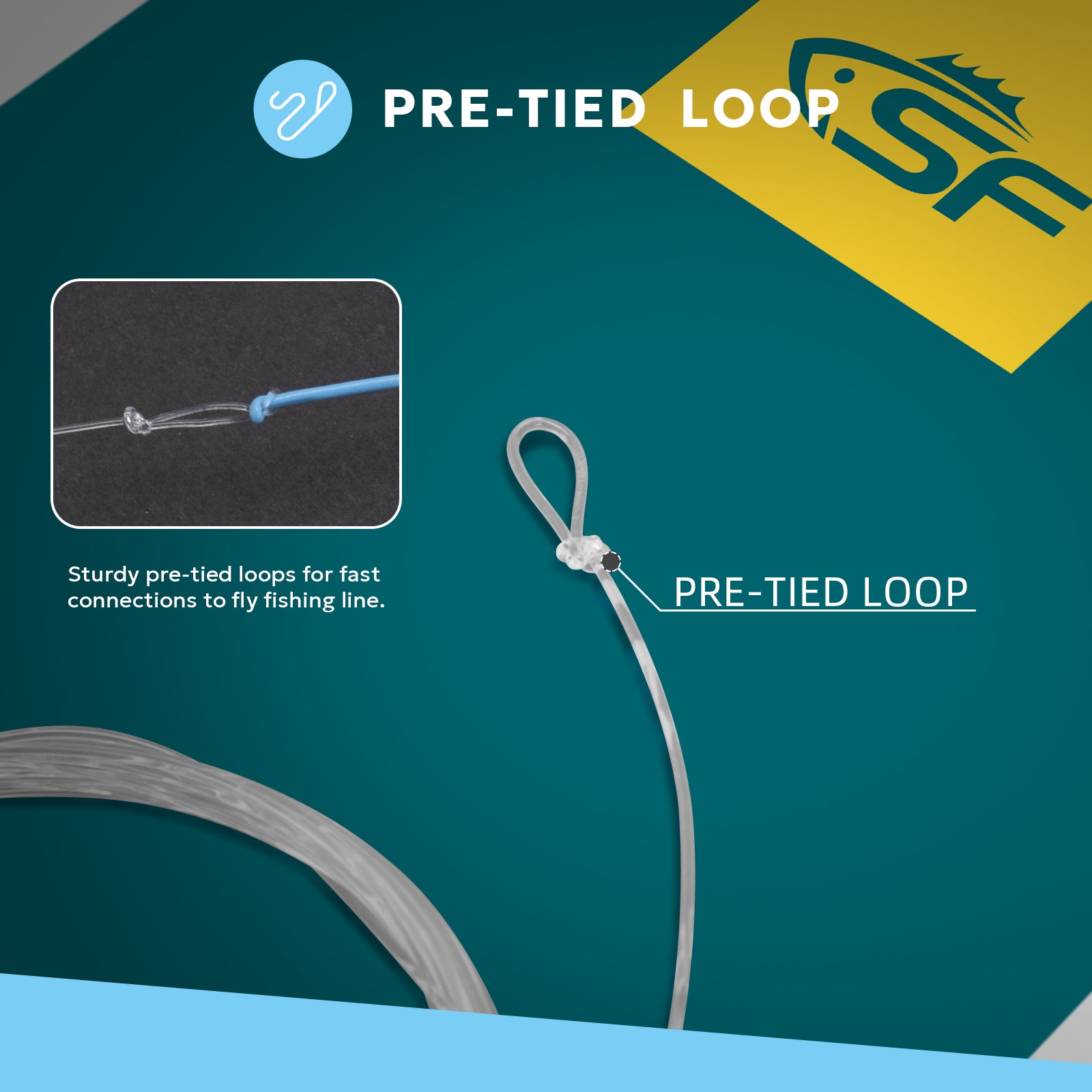 SF Pre-Tied Loop Saltwater Tapered Leader Fly Fishing