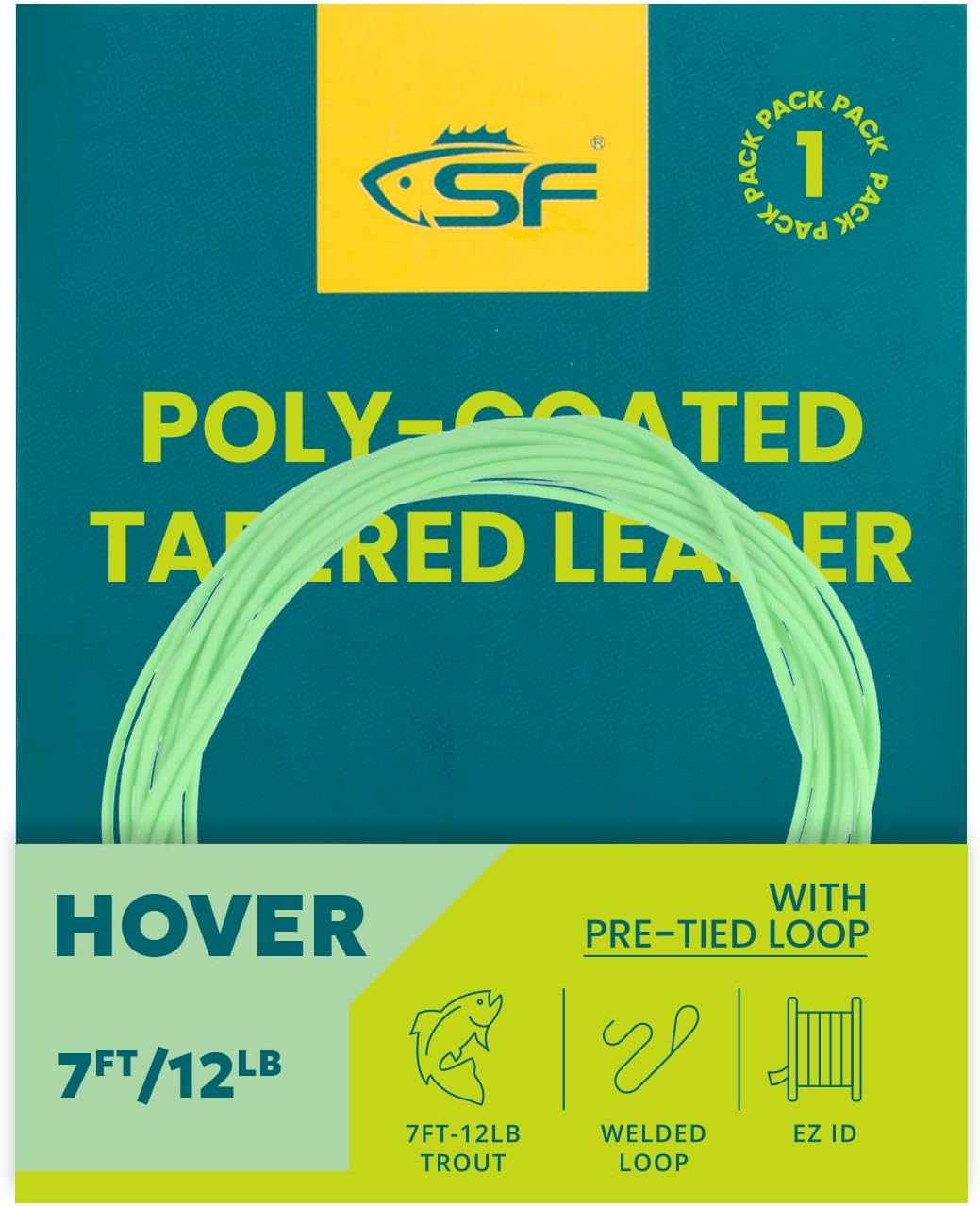 SF Fly Fishing Polyleader Monofilament Core Leader Line Fly Line for 7' Trout and 10' Salmon Poly Leader 7FT/10FT Float Hover Intermediate 3/5/7IPS