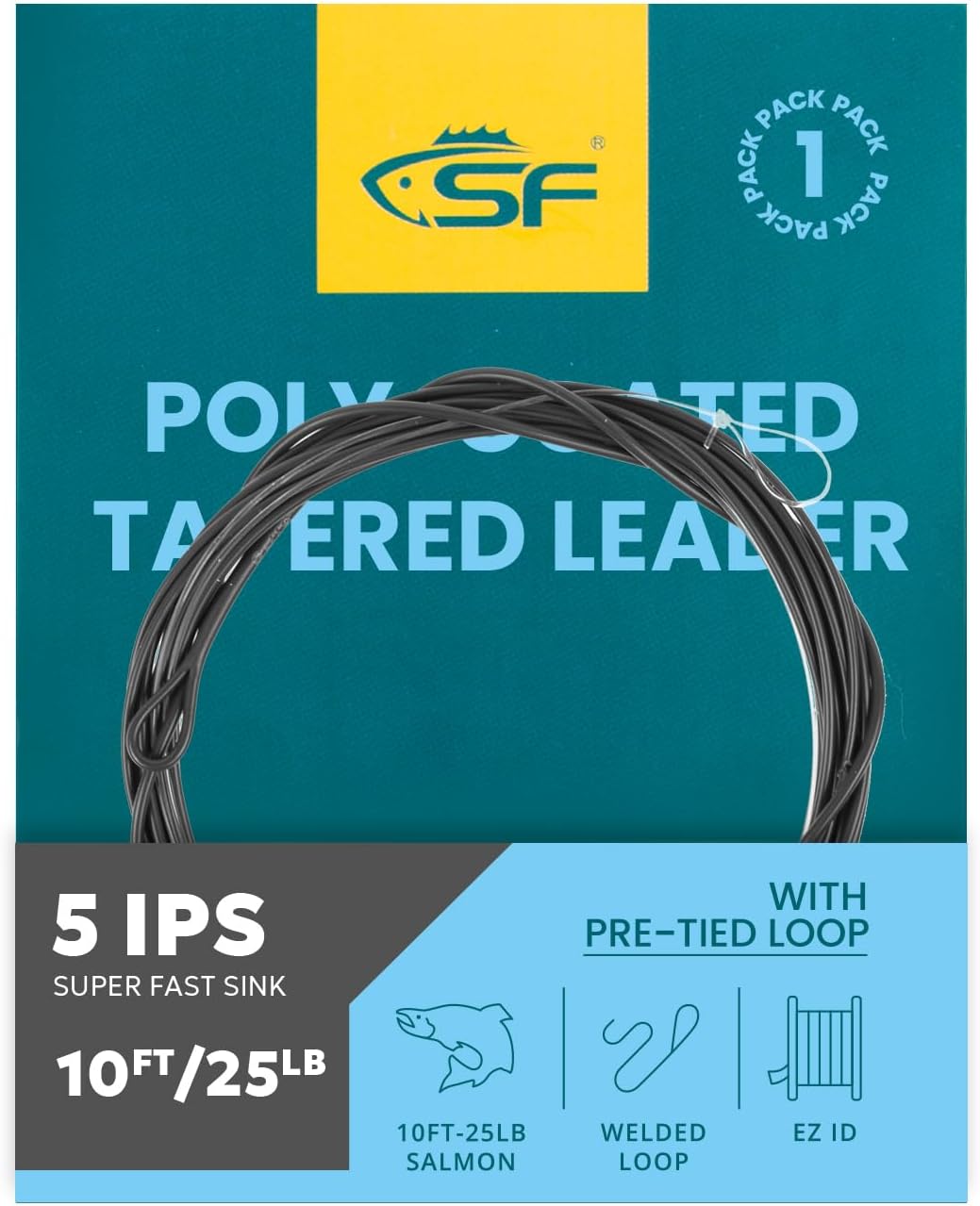 SF Fly Fishing Polyleader Monofilament Core Leader Line Fly Line for 7' Trout and 10' Salmon Poly Leader 7FT/10FT Float Hover Intermediate 3/5/7IPS