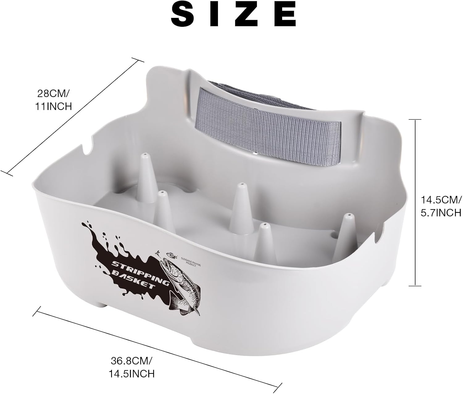 SF Fly Fishing Stripping Basket for Line Tray Ergonomic Smooth Super Lightweight with 8 Silicone Spikes