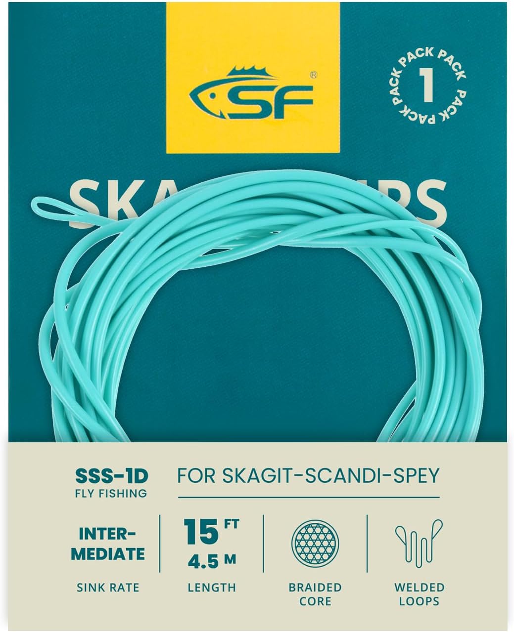 SF Skagit Tips Scandi with 2 Welded Loops 10/12/15FT Fly Fishing Spey Line Tip Multi-Color for Salmon Steelhead (90/110/125GR)