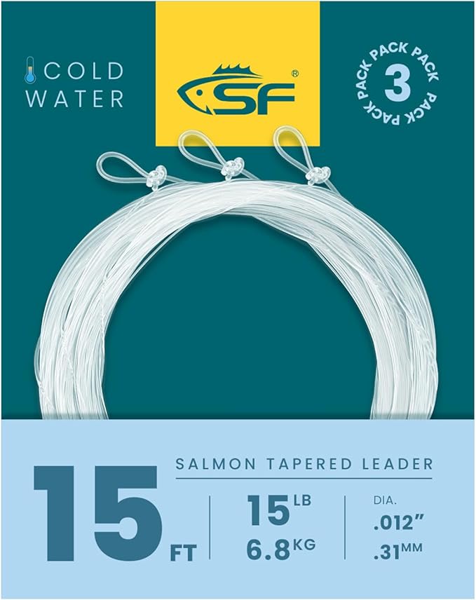 SF Pre-Tied Loop Fly Fishing Tapered Leader Nylon Clear Trout Freshwater Saltwater Bonefish Permit Bass Salmon Steelhead 7.5FT 9FT 10FT 12FT 15FT 0X 1X 2X 3X 4X 5X 6X 7X