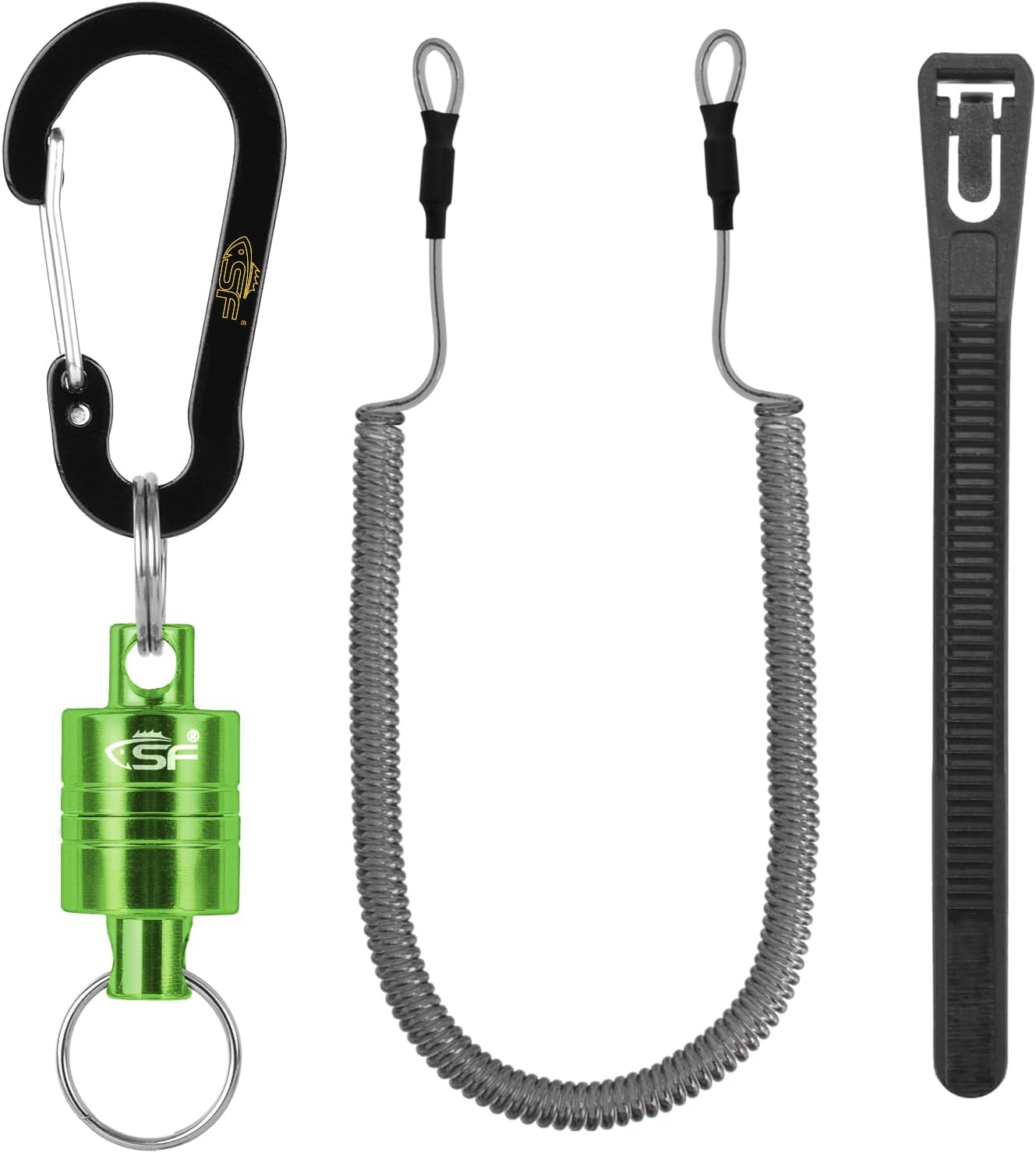SF Strongest Magnetic Net Release Magnetic Keychain Fly Fishing Net Retractor Magnet Clip Holder Retractor with Retractable Coiled Lanyard Carabiner