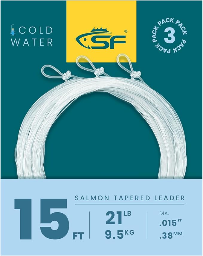SF Pre-Tied Loop Fly Fishing Tapered Leader Nylon Clear Trout Freshwater Saltwater Bonefish Permit Bass Salmon Steelhead 7.5FT 9FT 10FT 12FT 15FT 0X 1X 2X 3X 4X 5X 6X 7X