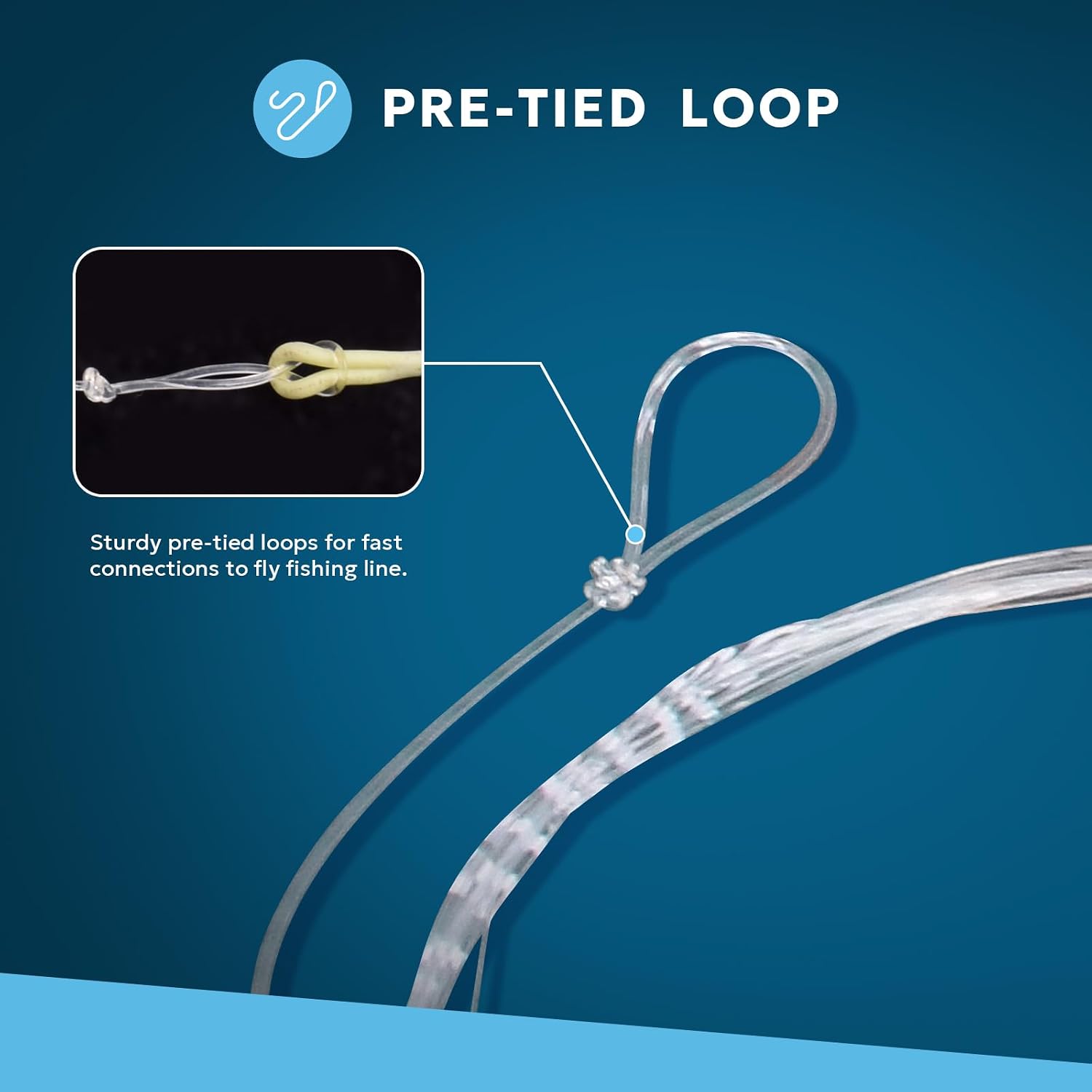 SF Pre-Tied Loop Fly Fishing Tapered Leader Nylon Clear Trout Freshwater Saltwater Bonefish Permit Bass Salmon Steelhead 7.5FT 9FT 10FT 12FT 15FT 0X 1X 2X 3X 4X 5X 6X 7X