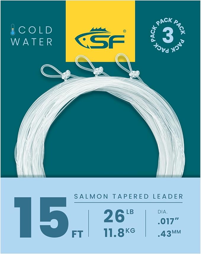 SF Pre-Tied Loop Fly Fishing Tapered Leader Nylon Clear Trout Freshwater Saltwater Bonefish Permit Bass Salmon Steelhead 7.5FT 9FT 10FT 12FT 15FT 0X 1X 2X 3X 4X 5X 6X 7X