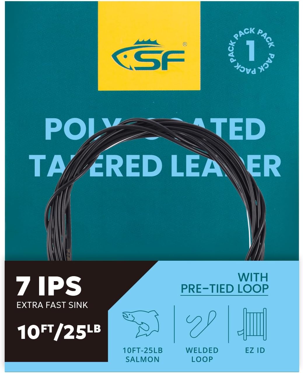 SF Fly Fishing Polyleader Monofilament Core Leader Line Fly Line for 7' Trout and 10' Salmon Poly Leader 7FT/10FT Float Hover Intermediate 3/5/7IPS