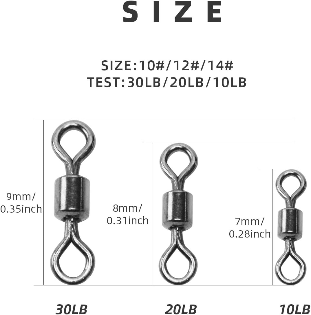 SF Fly Fishing Micro Swivels Stainless Steel Material Fishing Ball Bearing Swivels Hook line Connector Fishing Tackle Accessories 10LB-30LB(50pcs)