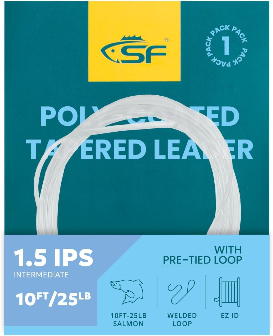 SF Fly Fishing Polyleader Monofilament Core Leader Line Fly Line for 7' Trout and 10' Salmon Poly Leader 7FT/10FT Float Hover Intermediate 3/5/7IPS