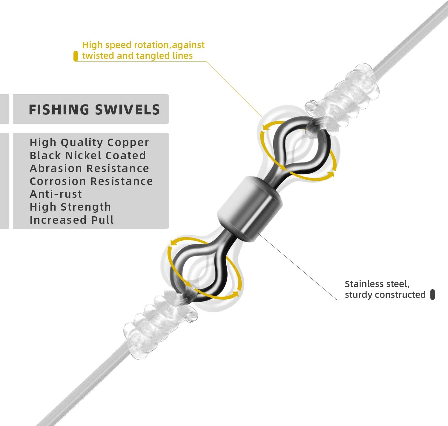 SF Fly Fishing Micro Swivels Stainless Steel Material Fishing Ball Bearing Swivels Hook line Connector Fishing Tackle Accessories 10LB-30LB(50pcs)