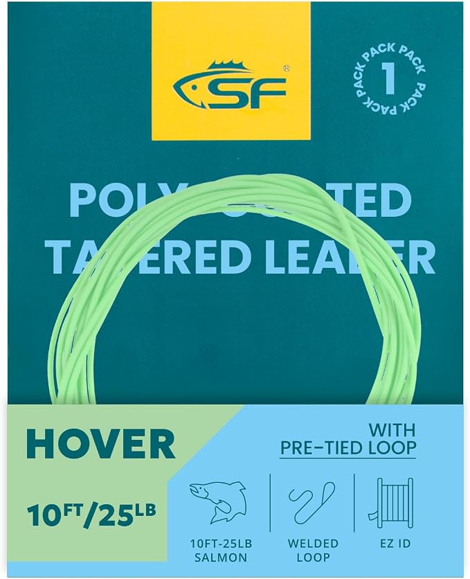 SF Fly Fishing Polyleader Monofilament Core Leader Line Fly Line for 7' Trout and 10' Salmon Poly Leader 7FT/10FT Float Hover Intermediate 3/5/7IPS