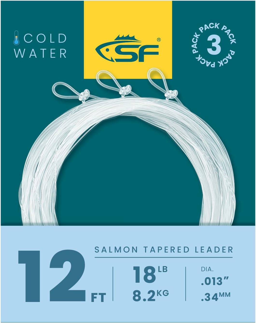 SF Pre-Tied Loop Fly Fishing Tapered Leader Nylon Clear Trout Freshwater Saltwater Bonefish Permit Bass Salmon Steelhead 7.5FT 9FT 10FT 12FT 15FT 0X 1X 2X 3X 4X 5X 6X 7X