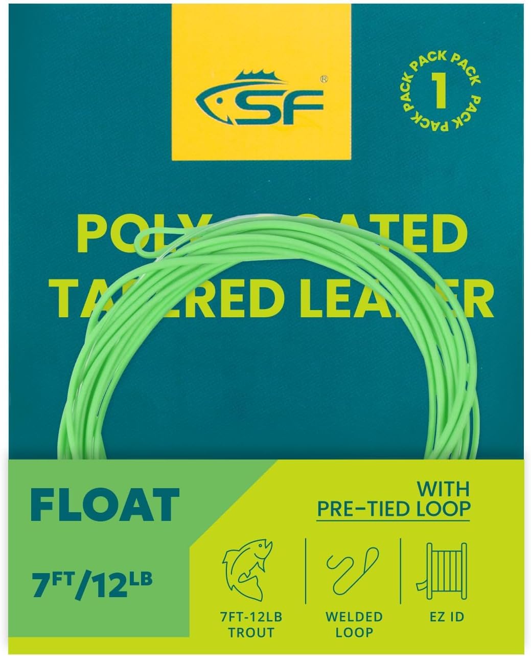 SF Fly Fishing Polyleader Monofilament Core Leader Line Fly Line for 7' Trout and 10' Salmon Poly Leader 7FT/10FT Float Hover Intermediate 3/5/7IPS
