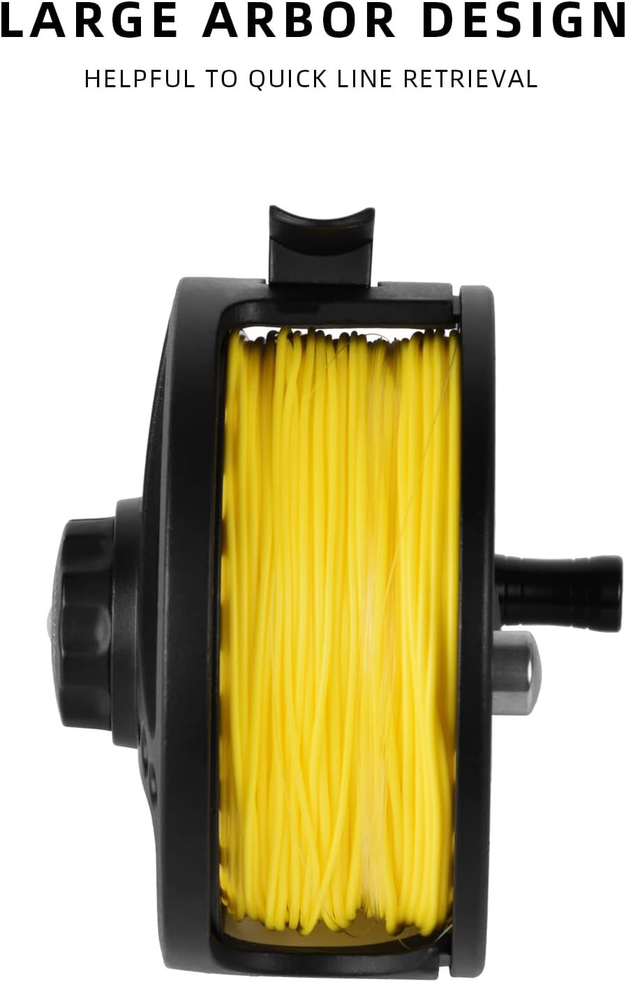 SF Large Arbor Fly Fishing Reel 3/4wt 5/6wt 7/8wt Aluminum Alloy Body Die-Cast Matt Black Pre-Loaded Fly Reel with Line Combo Fluorescent Yellow Fly Line