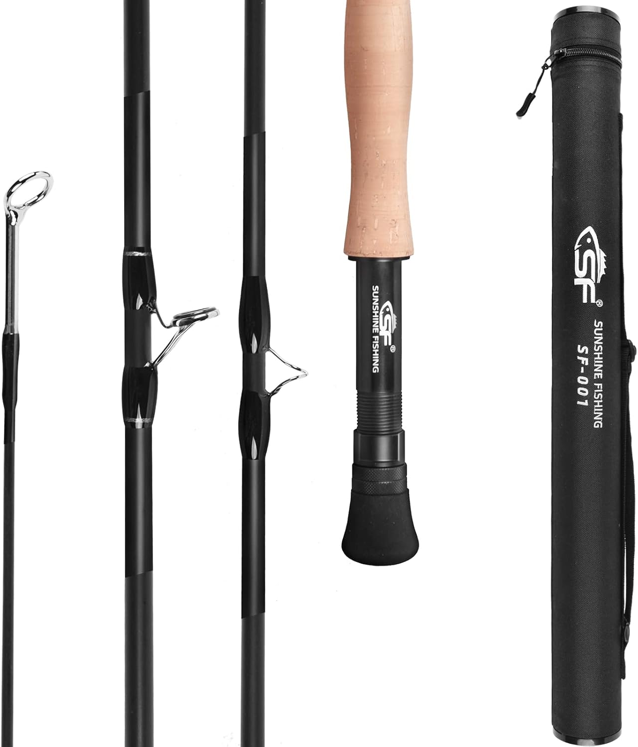SF Fly Fishing Rod and Reel Combo 7.6FT 3/4/5/6/7/8WT 4-Piece IM7 Carbon Fiber with Pre-Spooled Reel, Fly Box & Tube Case for Trout.