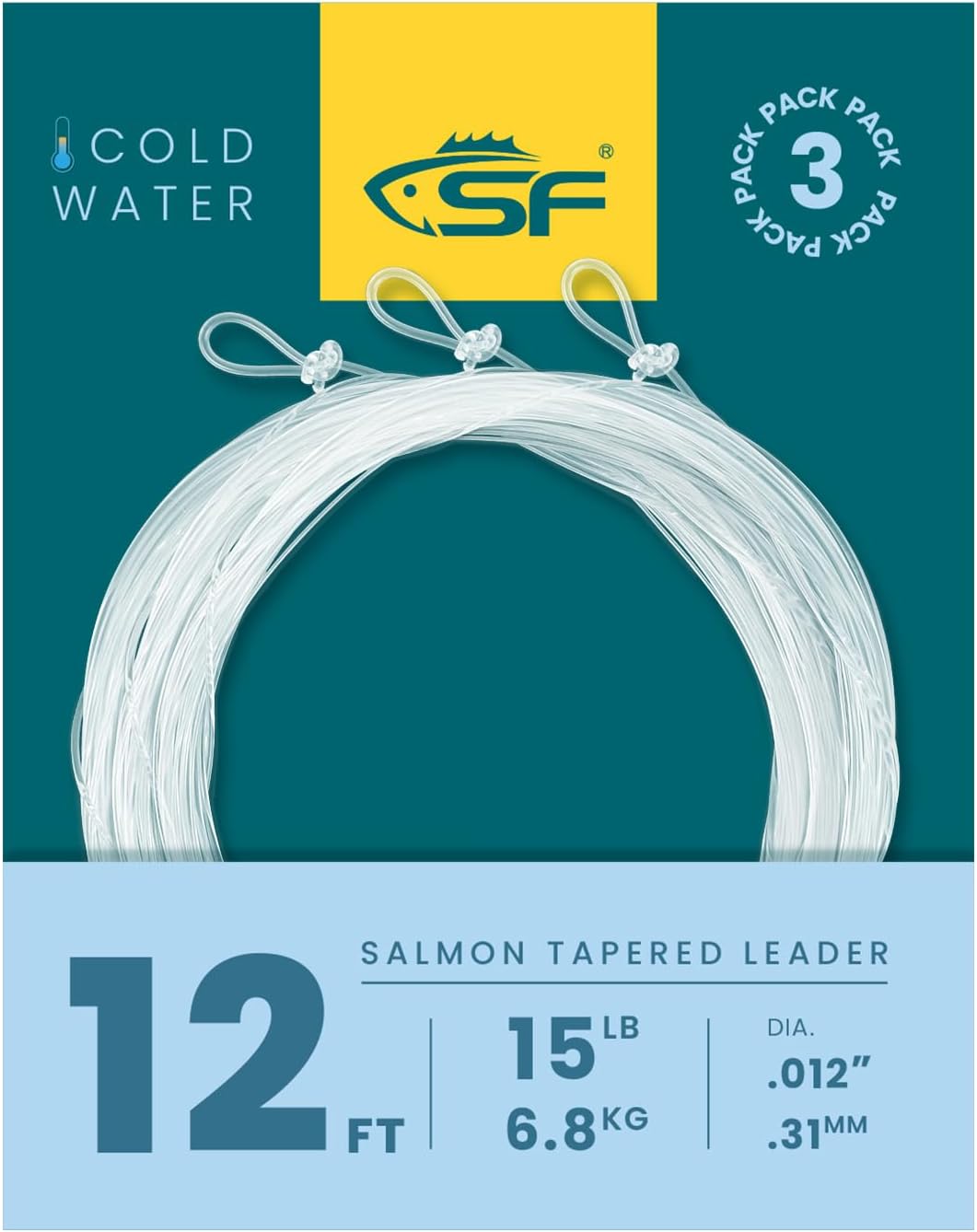 SF Pre-Tied Loop Fly Fishing Tapered Leader Nylon Clear Trout Freshwater Saltwater Bonefish Permit Bass Salmon Steelhead 7.5FT 9FT 10FT 12FT 15FT 0X 1X 2X 3X 4X 5X 6X 7X