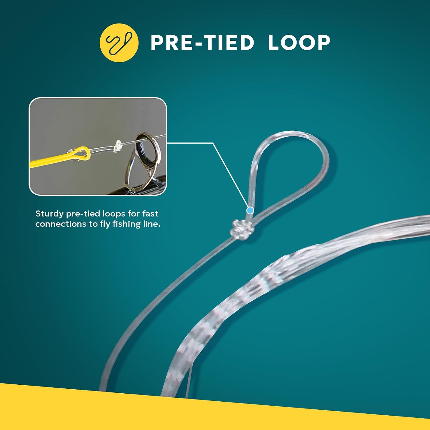 SF Pre-Tied Loop Fly Fishing Tapered Leader Nylon Clear Trout Freshwater Saltwater Bonefish Permit Bass Salmon Steelhead 7.5FT 9FT 10FT 12FT 15FT 0X 1X 2X 3X 4X 5X 6X 7X