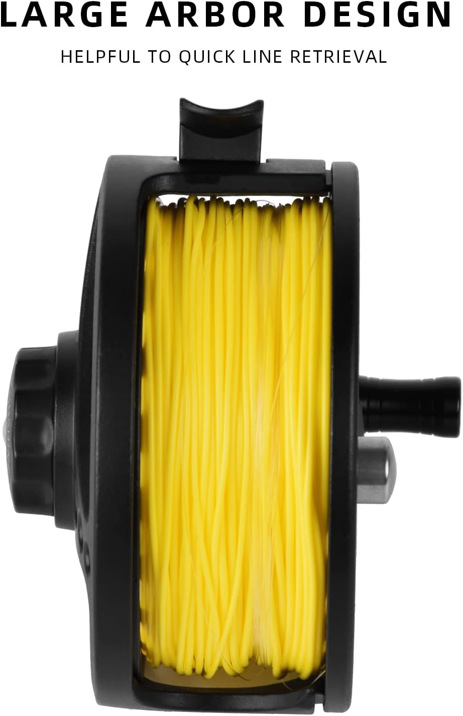 SF Large Arbor Fly Fishing Reel 3/4wt 5/6wt 7/8wt Aluminum Alloy Body Die-Cast Matt Black Pre-Loaded Fly Reel with Line Combo Fluorescent Yellow Fly Line