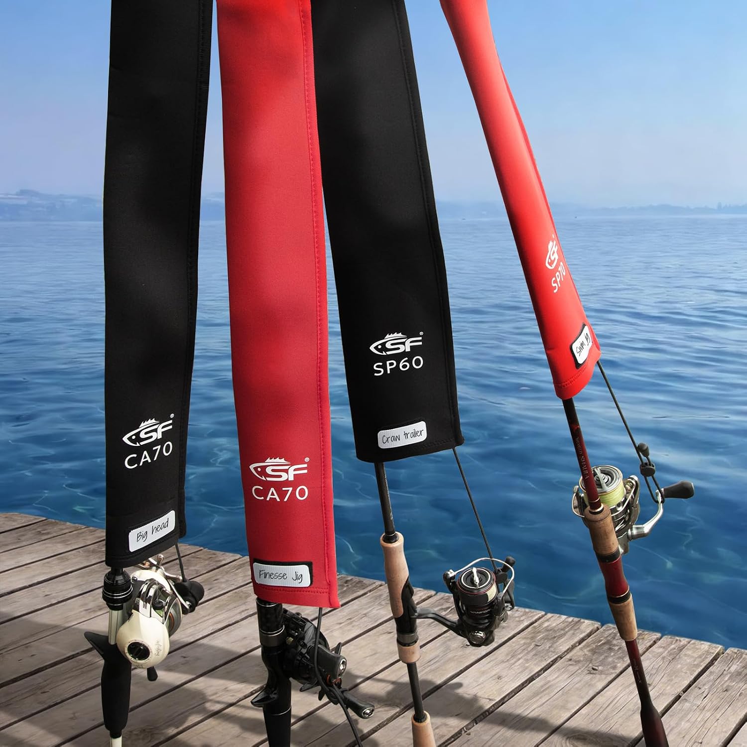 SF Neoprene Fishing Rod Sleeve Rod Cover for Casting, Spinning, Trolling Fishing Rods Protect Cover Floating Rods Storage Case,Hook Resistant
