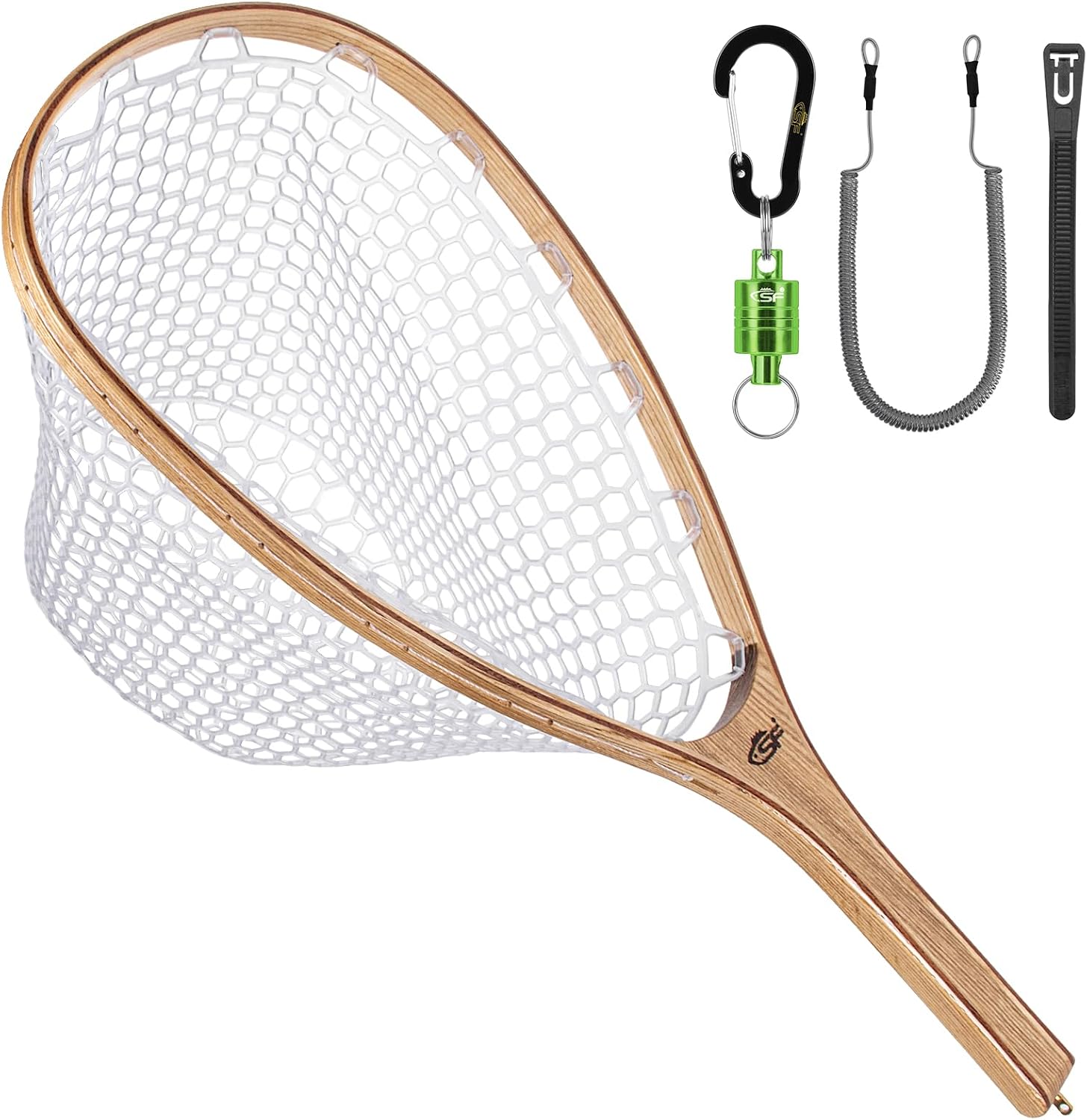SF Fly Fishing Landing Net Soft Rubber Mesh Trout Net Catch and Release Net