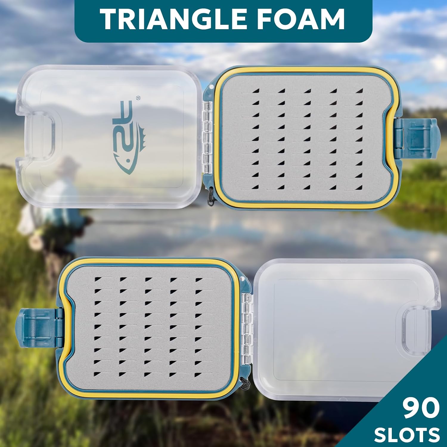 SF Plastic Waterproof Pocket Fly Fishing Box Double Side Clear Lid Easy Grip Foam with Lanyard Mini Fly Box