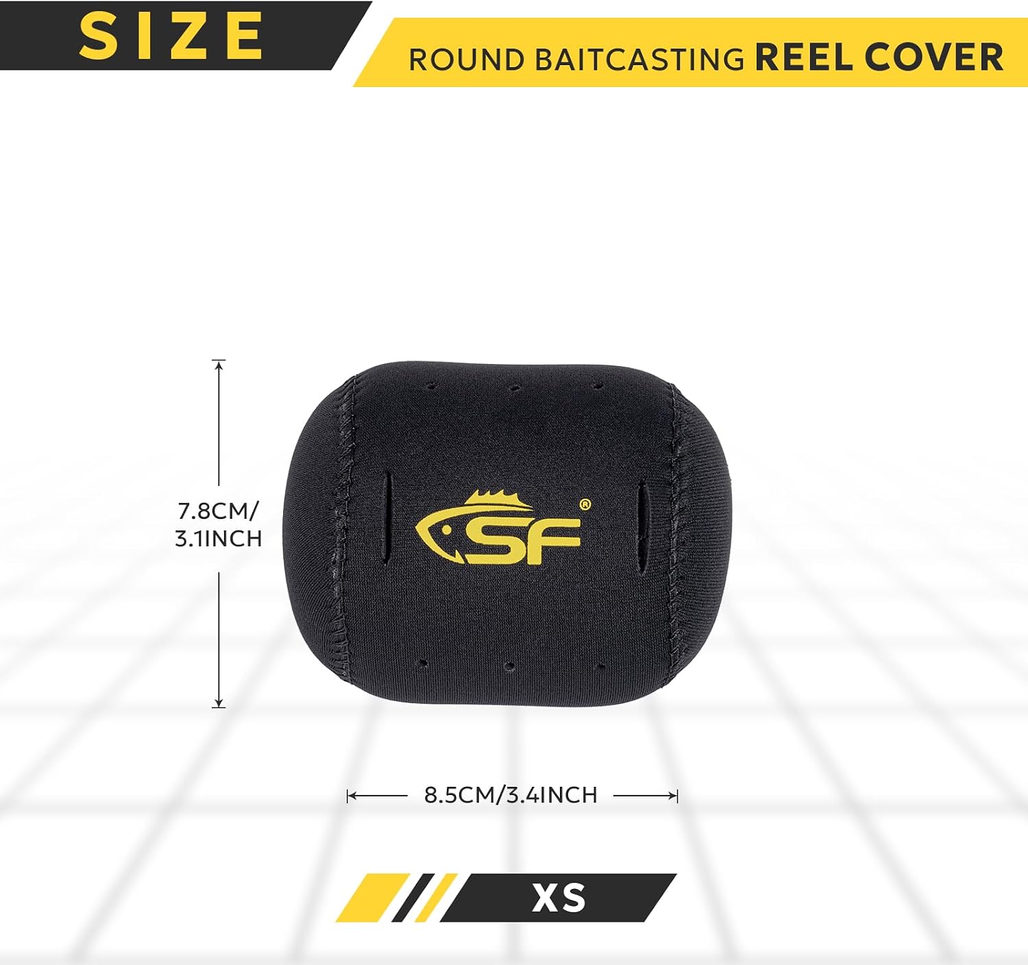 SF Neoprene Conventional Reel Covers Round Reel Case Protective Cover Shield Pouch, XXS/XS/S/M/L/XL/XXL Size, Black